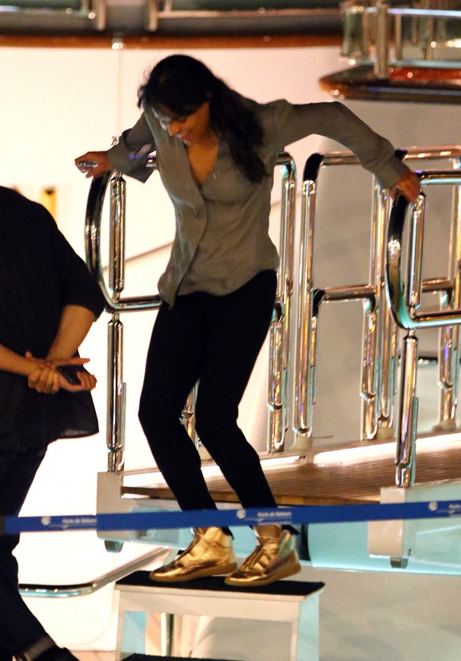 Michelle Rodriguez - Partying on a Boat in Ibiza