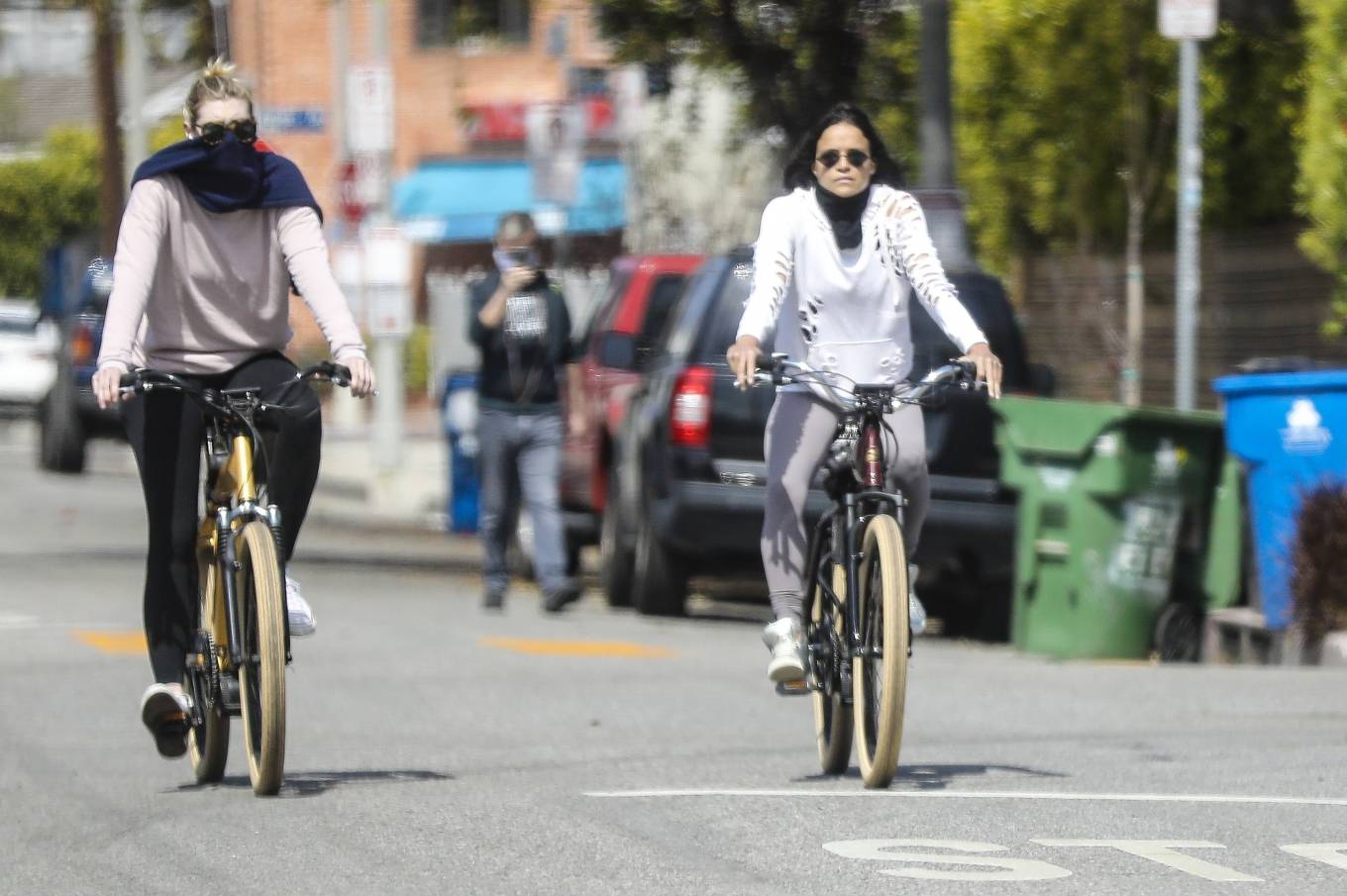 Michelle Rodriguez â€“ Rides a bike during COVID-19 pandemic in Los Angeles