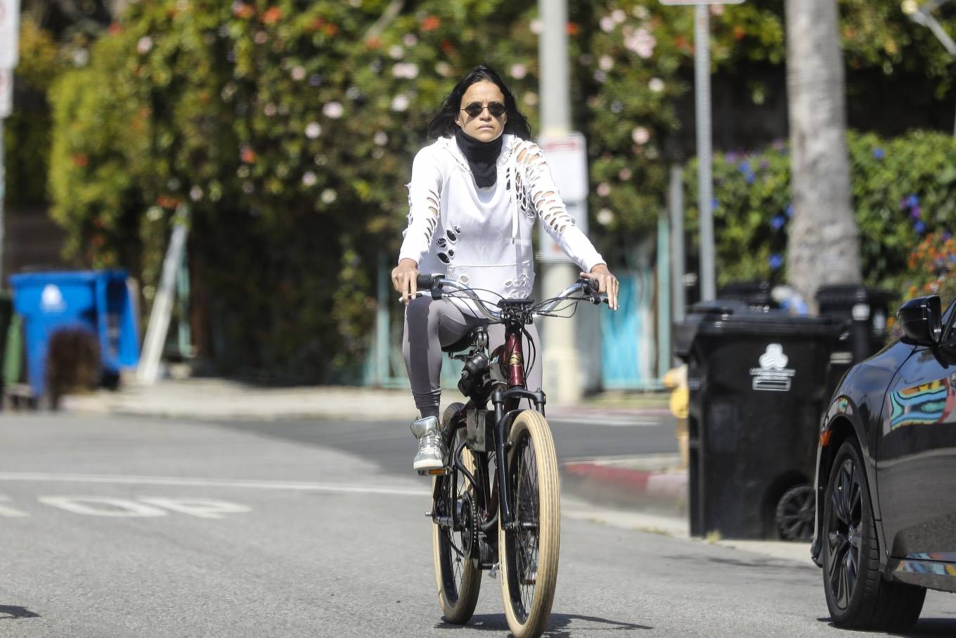 Michelle Rodriguez â€“ Rides a bike during COVID-19 pandemic in Los Angeles