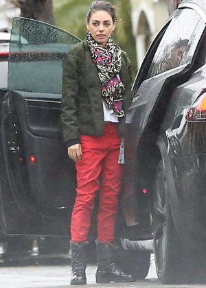 Mila Kunis in Red Pants - Out in Los Angeles