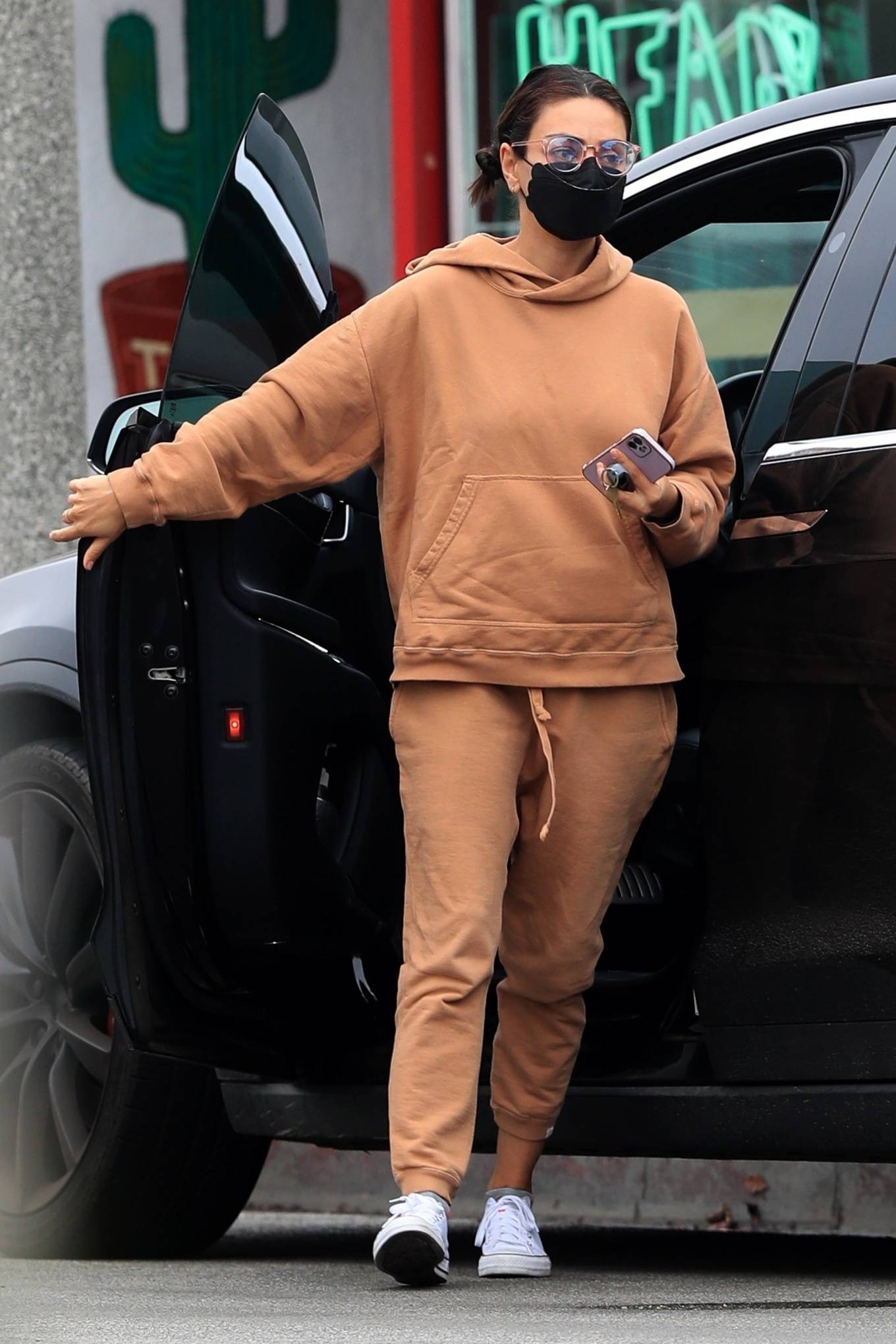 Mila Kunis 2021 : Mila Kunis – In sweats ahead of a pampering session in Beverly Hills-09