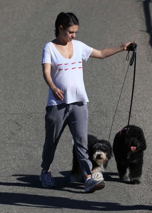 Mila Kunis - Walking her Dogs in Los Angeles