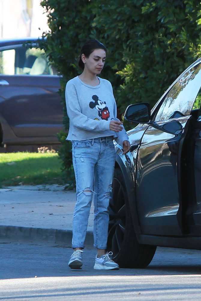 Mila Kunis - Wearing a Mickey Mouse sweater in Los Angeles
