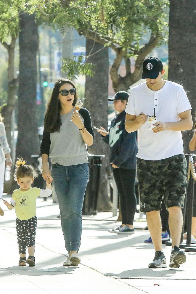 Mila Kunis with family out in Beverly Hills