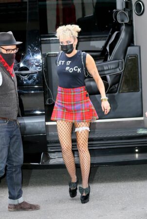Miley Cyrus - Dons punk rock style at her hotel in New York