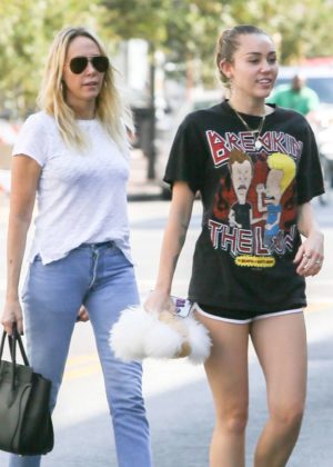 Miley Cyrus in Black Shorts out in Savannah