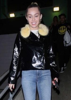 Miley Cyrus in Jeans - Exiting from TomTom Bar in West Hollywood