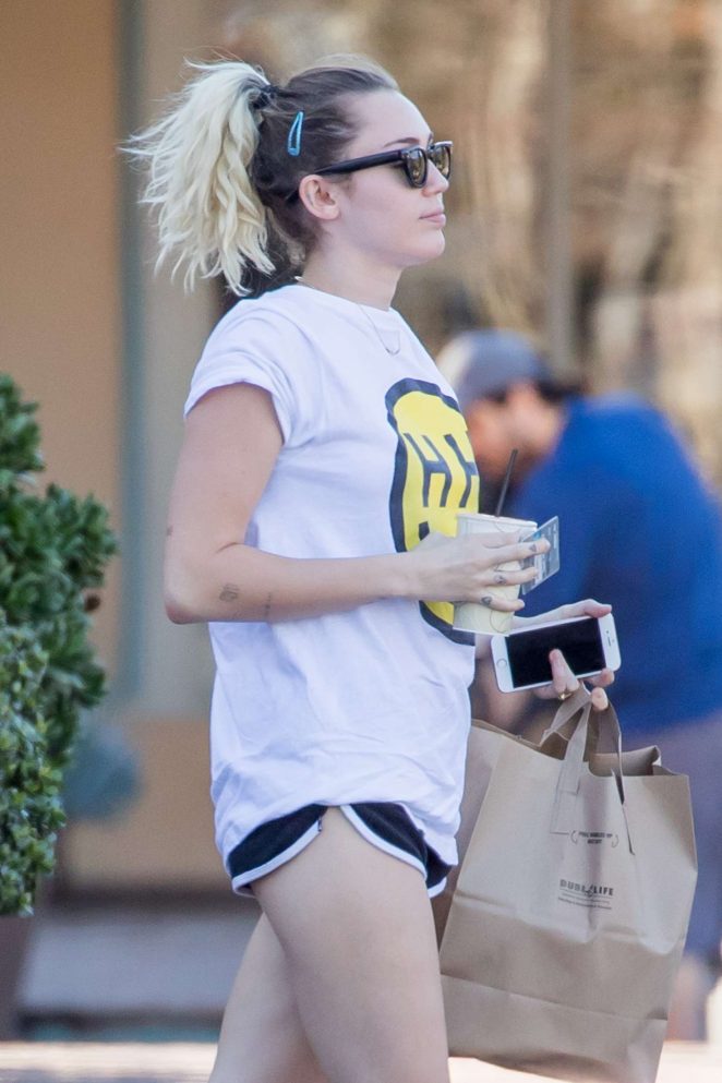 Miley Cyrus in teeny shorts out in Malibu