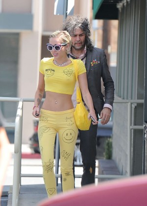 Miley Cyrus in Yellow Tights out in LA
