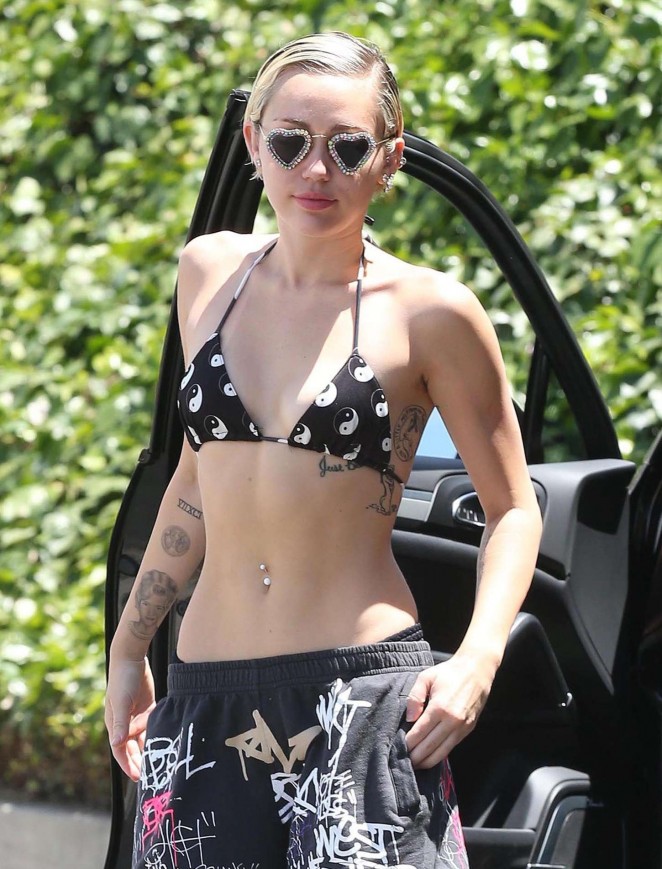 Miley Cyrus in Bikini Top out in LA