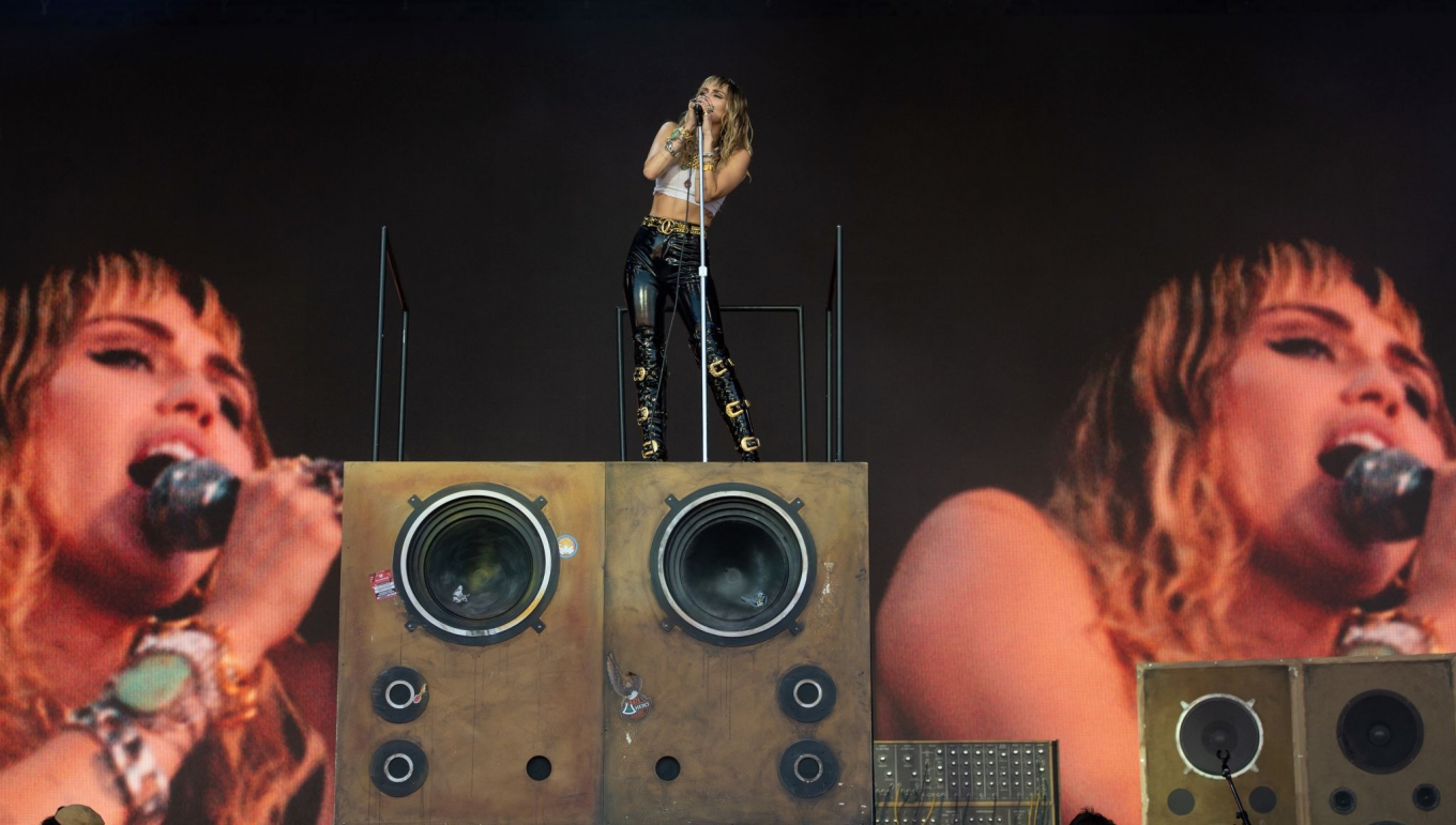 Miley Cyrus â€“ Performing on the Pyramid Stage at Glastonbury Festival in Somerset