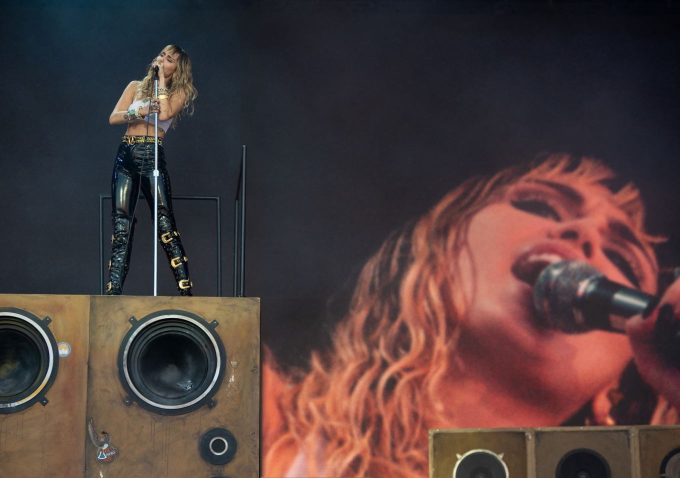 Miley Cyrus â€“ Performing on the Pyramid Stage at Glastonbury Festival in Somerset