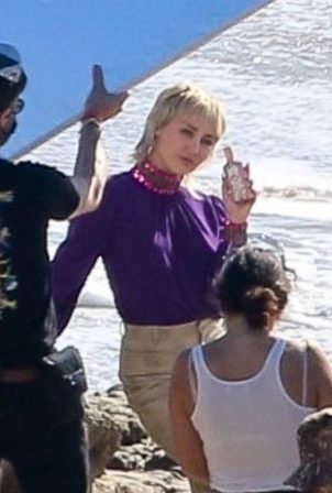 Miley Cyrus - Shooting a new music video in Malibu