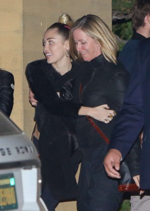 Miley Cyrus with her families at Nobu in Malibu