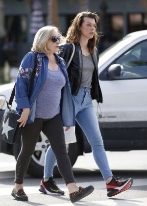 Milla Jojovich with her mother Galina Loginova in West Hollywood