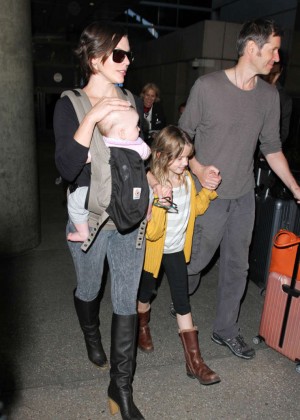 Milla Jovovich and Family at LAX Airport in LA