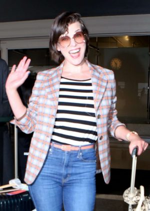 Milla Jovovich at LAX Airport in Los Angeles