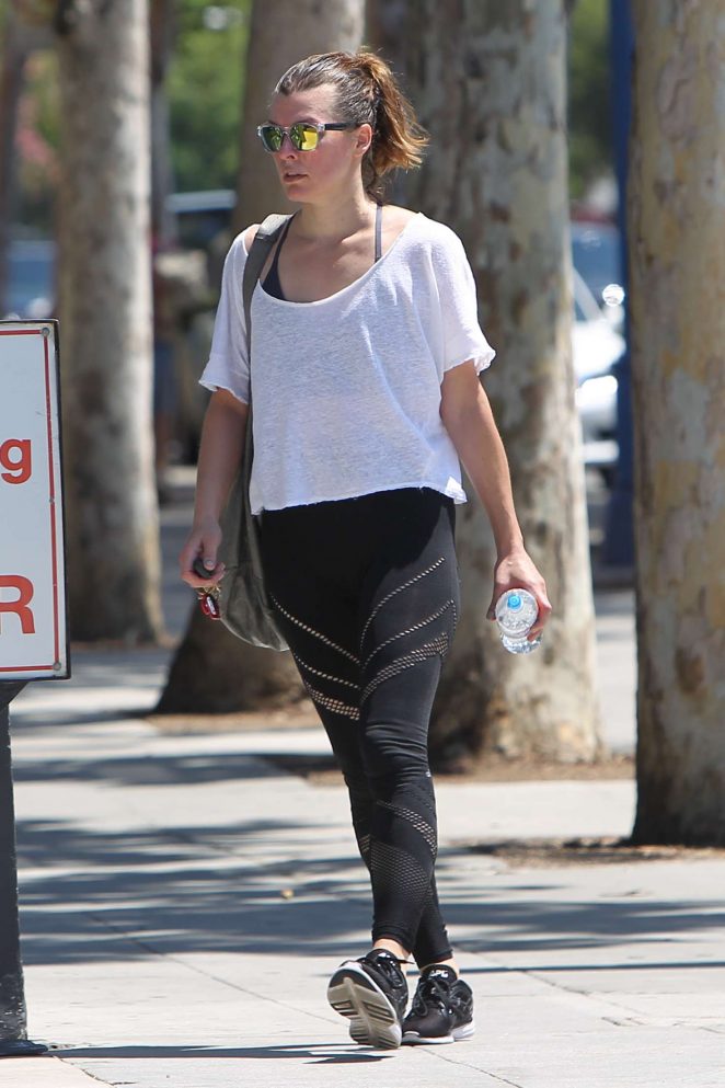 Milla Jovovich - Leaves the gym in West Hollywood