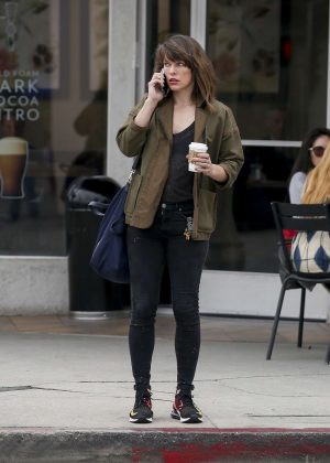Milla Jovovich - Out for coffee in LA