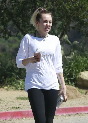 Mily Cyrus out in a Park near Los Angeles