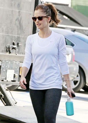 Minka Kelly in Tights at Gym in West Hollywood