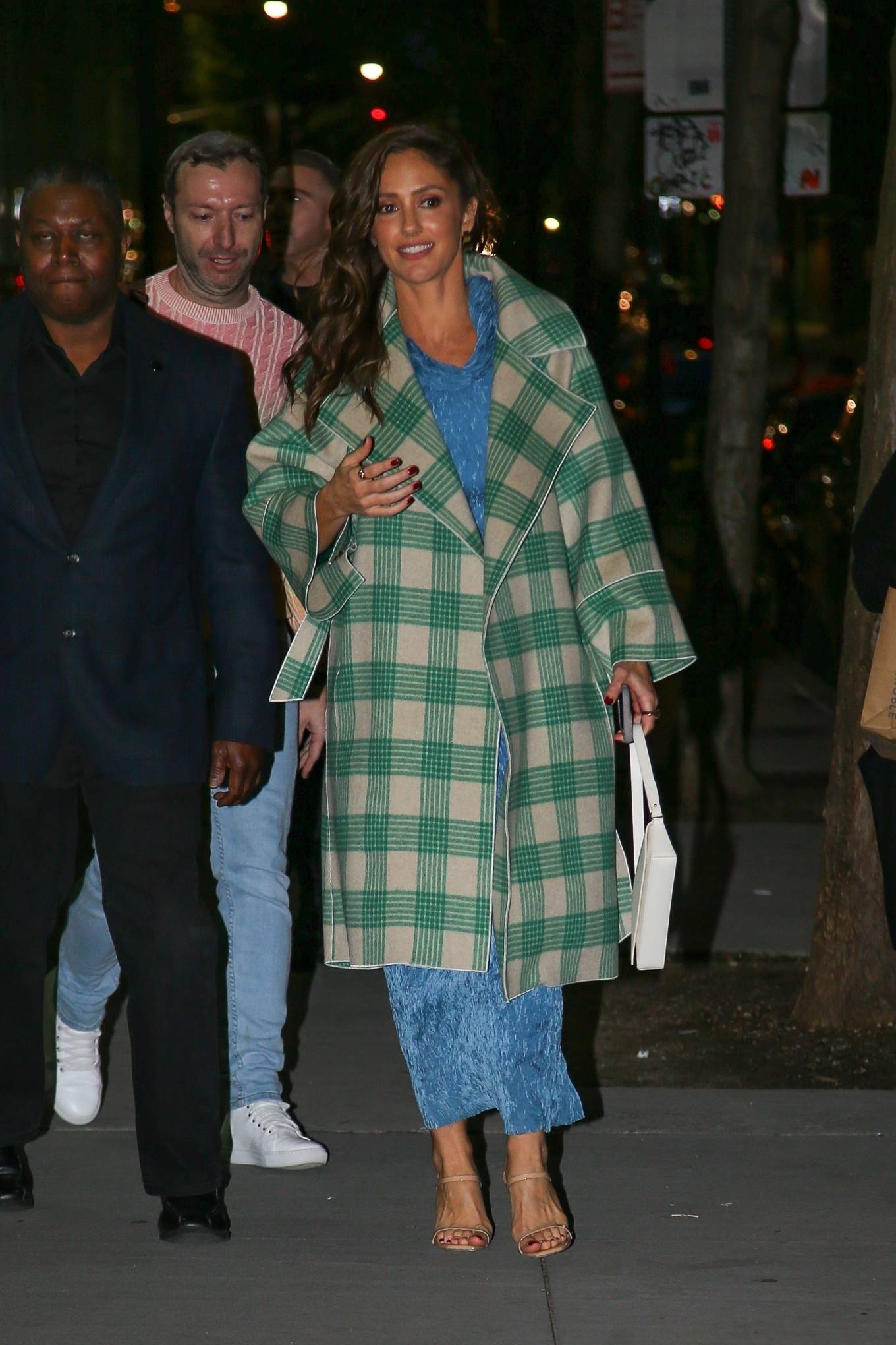 Minka Kelly - Wears light green coat while out in New York