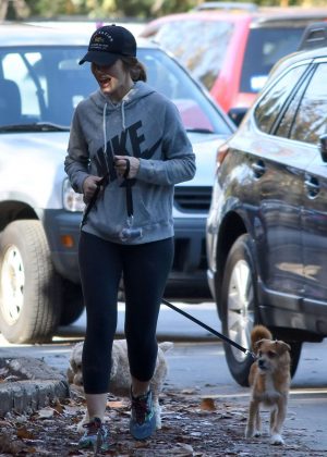 Minka Kelly with her dog out in Los Angeles