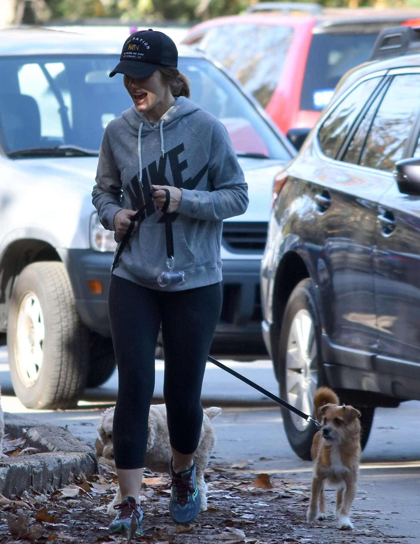 Minka Kelly with her dog out in Los Angeles
