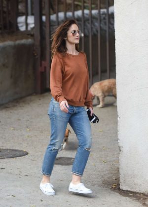 Minka Kelly with her dogs out in Hollywood