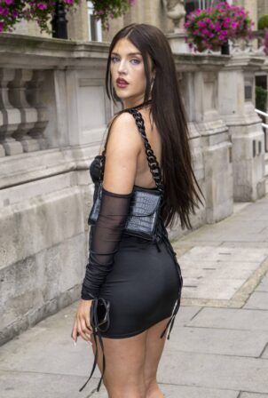Missy Keating - In a PrettyLittleThing dress out in central London