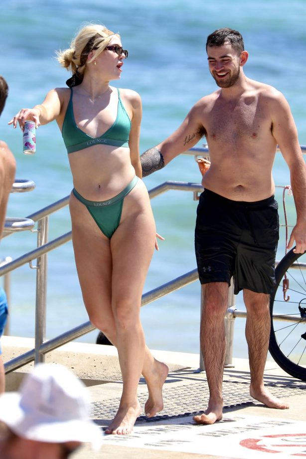 Missy Keating - Seen in a green bikini on Bondi Beach