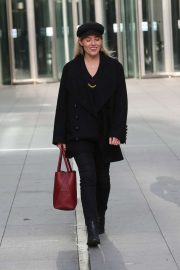 Mollie King exits BBC studios in London
