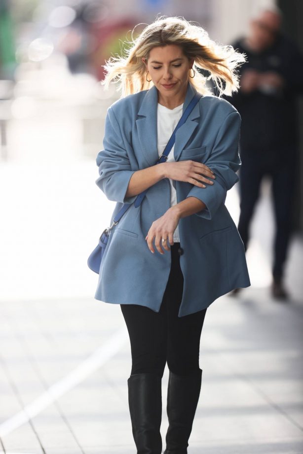 Mollie King - Flashes her 18K engagement ring at BBC Broadcasting House in London