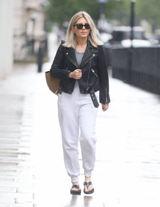 Mollie King - in joggers sandals and crop top in London