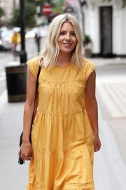 Mollie King in Long Yellow Dress - Out in London