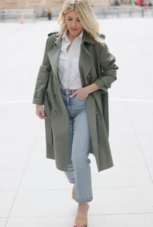 Mollie King - Out in denim at BBC Radio appearance in London