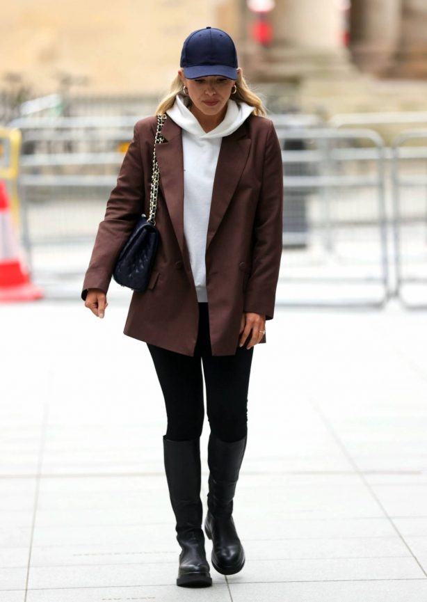 Mollie King - Wears her new engagement ring at the BBC Studios in London