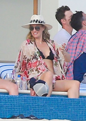 Molly Sims in Black Bikini Top in Cabo San Lucas