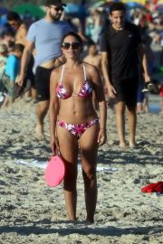 Monica Ayos in Bikini Play Beach tennis in Miami Beach
