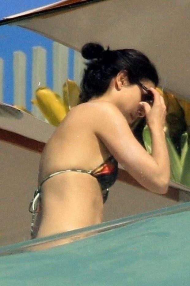 Morena Baccarin in Bikini on her hotel balcony in Sao Paulo