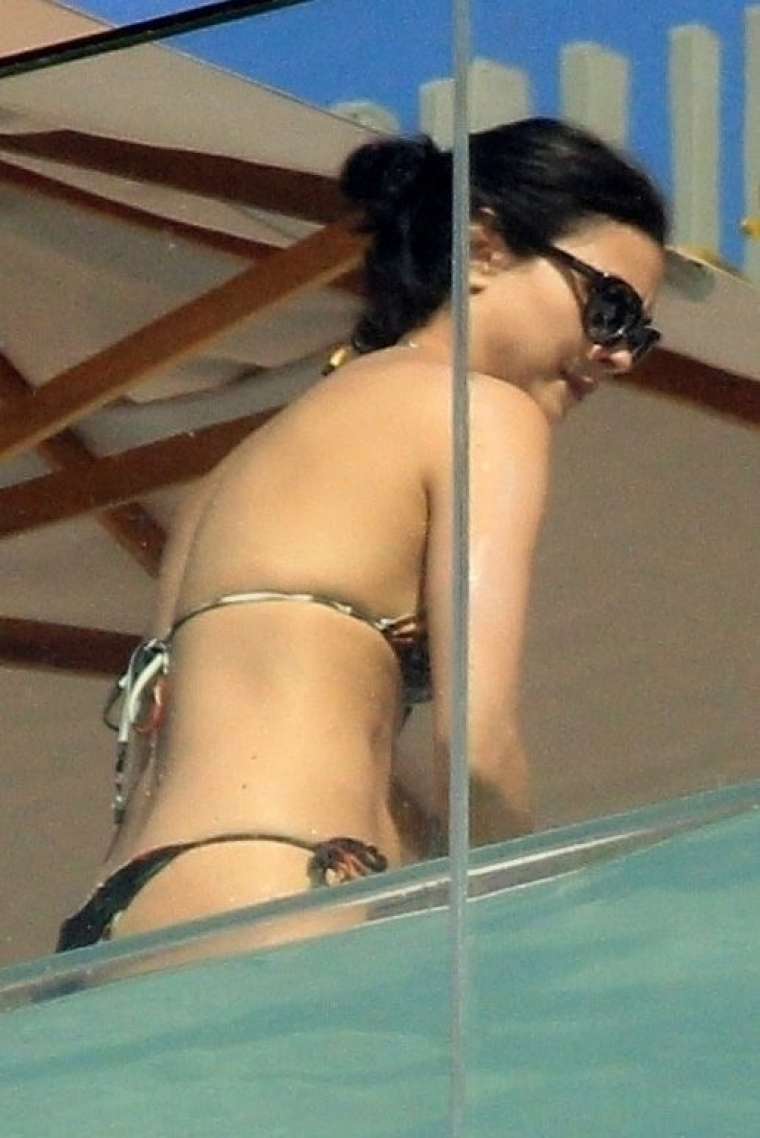Morena Baccarin in Bikini on her hotel balcony in Sao Paulo. 