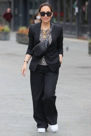 Myleene Klass - In a black trouser suit out in London