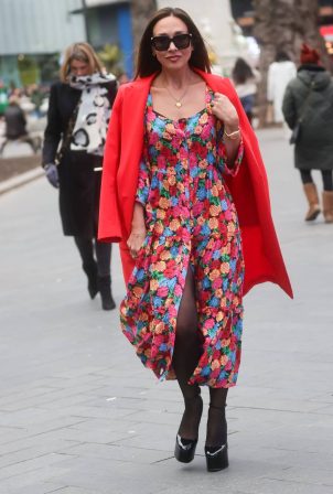Myleene Klass - In a bright floral dress pictured at Smooth radio in London