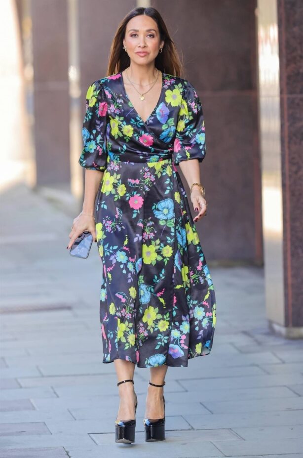 Myleene Klass - In a floral dress as she departs the Jeremy Vine TV show in London