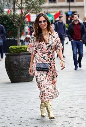 Myleene Klass - In a floral split dress as she exits Smooth Radio in London