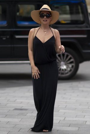 Myleene Klass - In a long black dress at Global Radio in London
