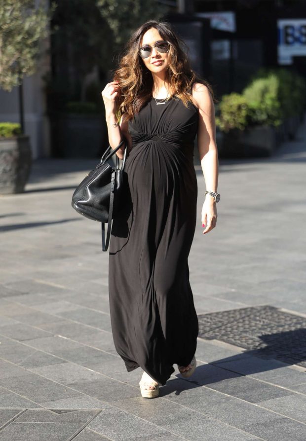Myleene Klass - In classic black maternity dress arriving at Global Radio in London