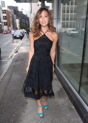 Myleene Klass in Long Black Dress Out in London