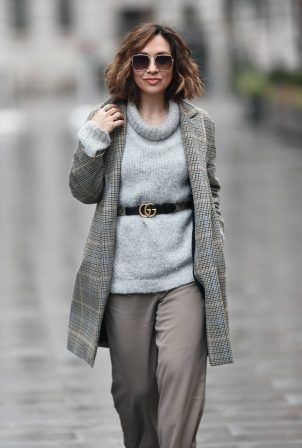 Myleene Klass - In wool jumper and blazer at Smooth radio in London
