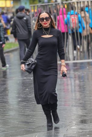 Myleene Klass - Seen wearing a tight black dress in London